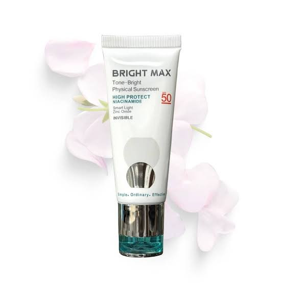 کرم ضد آفتاب فیزیکال تن_برایت بی رنگ SPF50 برایت مکس حجم 50میلی لیتر