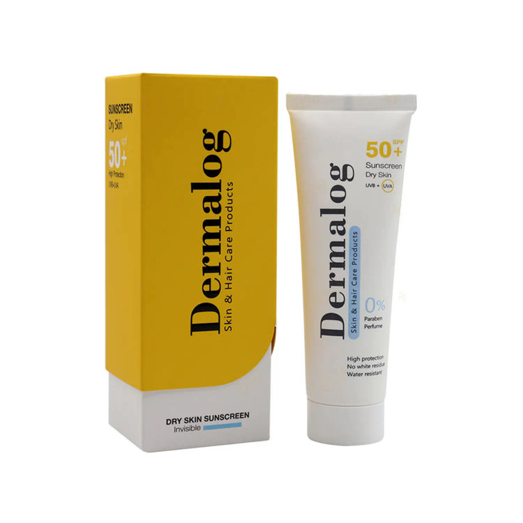 کرم ضد آفتاب بی رنگ مخصوص پوست خشک SPF50 درمالوگ