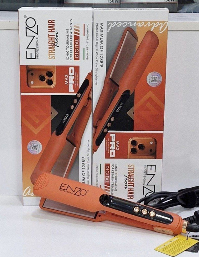 اتو و حالت دهنده مو حرفه ای رنگ نارنجی فلورسنت پروفشنال انزو مدل ENZO_3227 MAX PRO