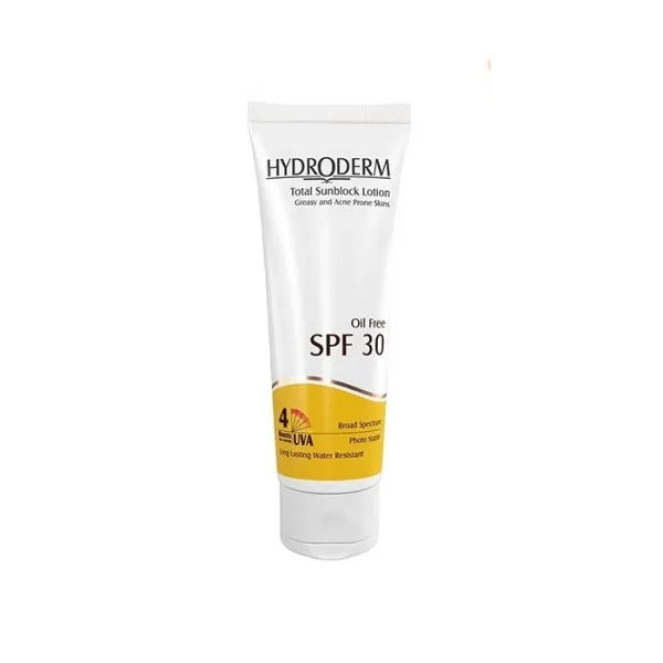 لوسیون ضد آفتاب فاقد چربی SPF30 هیدرودرم حجم 75میلی لیتر