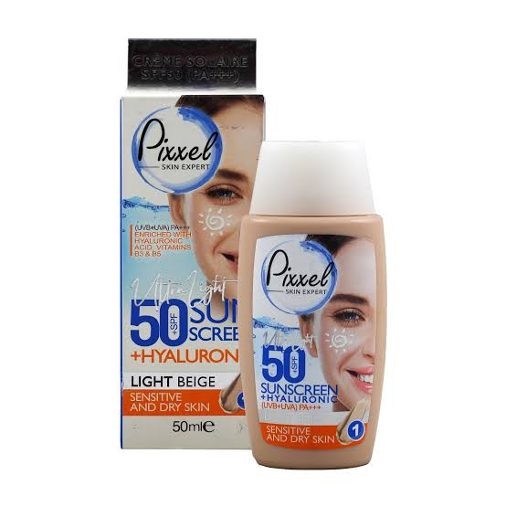 کرم ضد آفتاب رنگی(لایت بژ) SPF50 پوست خشک تا نرمال و حساس پیکسل