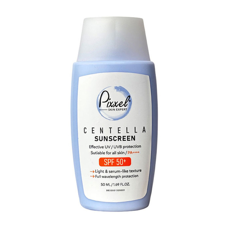 کرم ضد آفتاب صورت بی رنگ SPF50 پیکسل مدل سنتلا